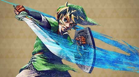 Illustration of Link swinging his sword.