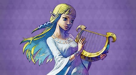 Illustration of Zelda playing her harp.