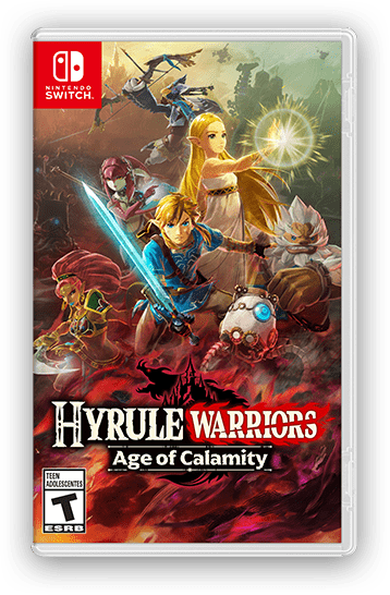 The Hyrule Warriors: Age of Calamity game package is shown.